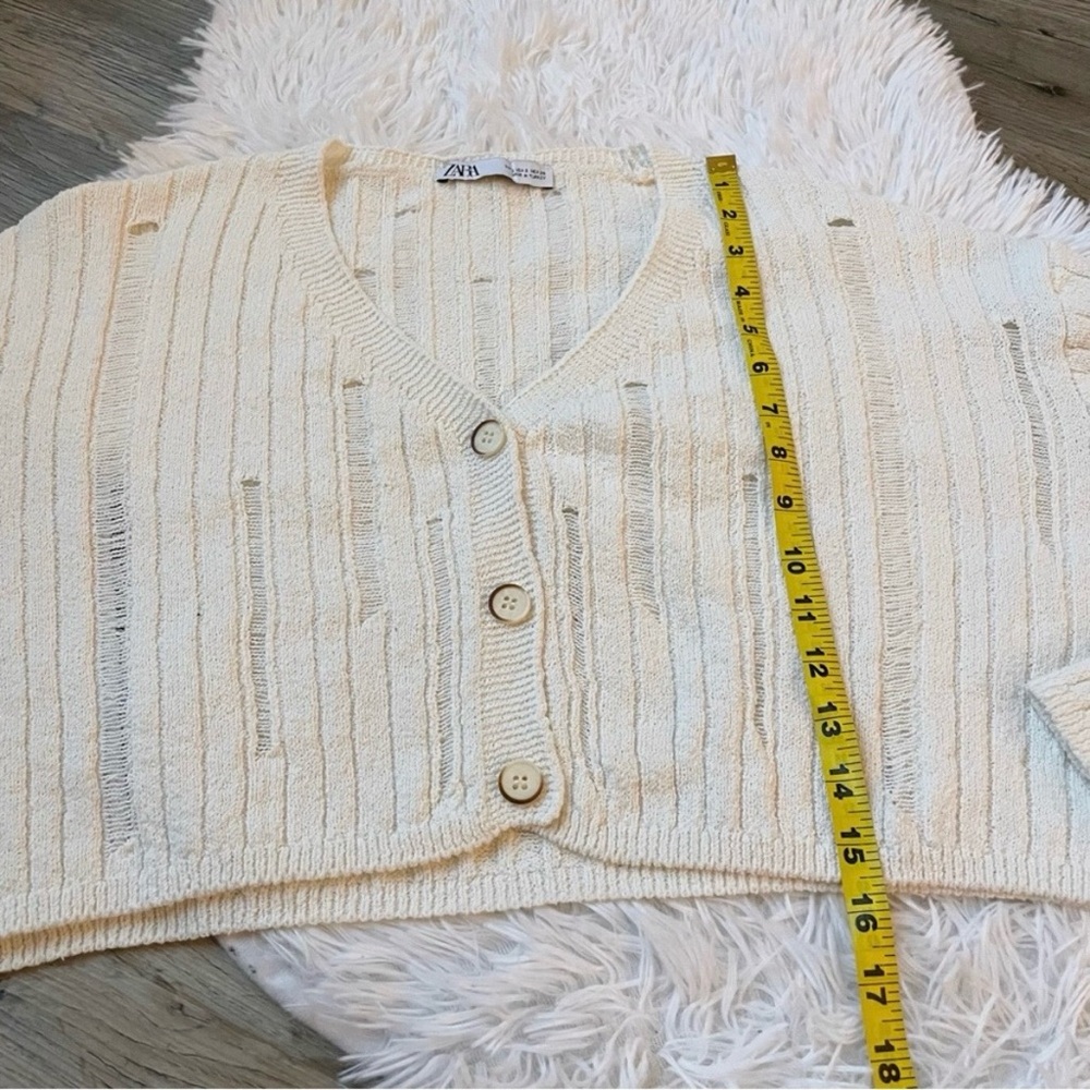 Zara Distressed Cardigan Cropped Sweater - Picture 7 of 8
